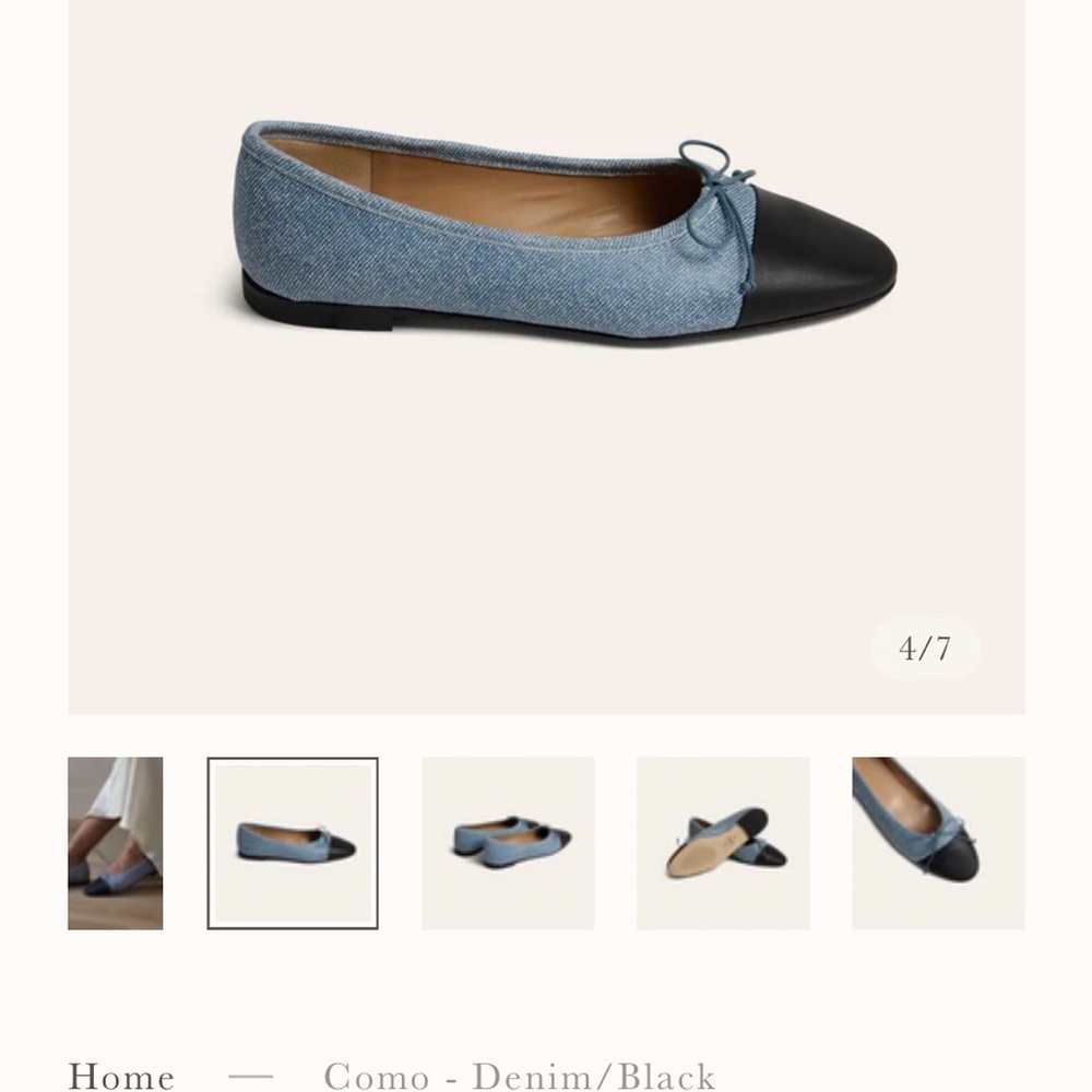 A. Soliani Two-Tone denim and Black Ballet Flats
